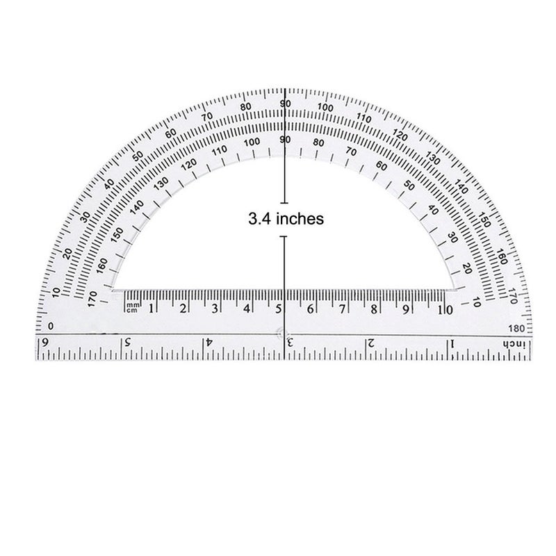 Lelines Leline's Plastic Protractor 180 Degree, 6-Inch Construction Protractor, Clear Math Protractors, Pack of 2 - Image 2